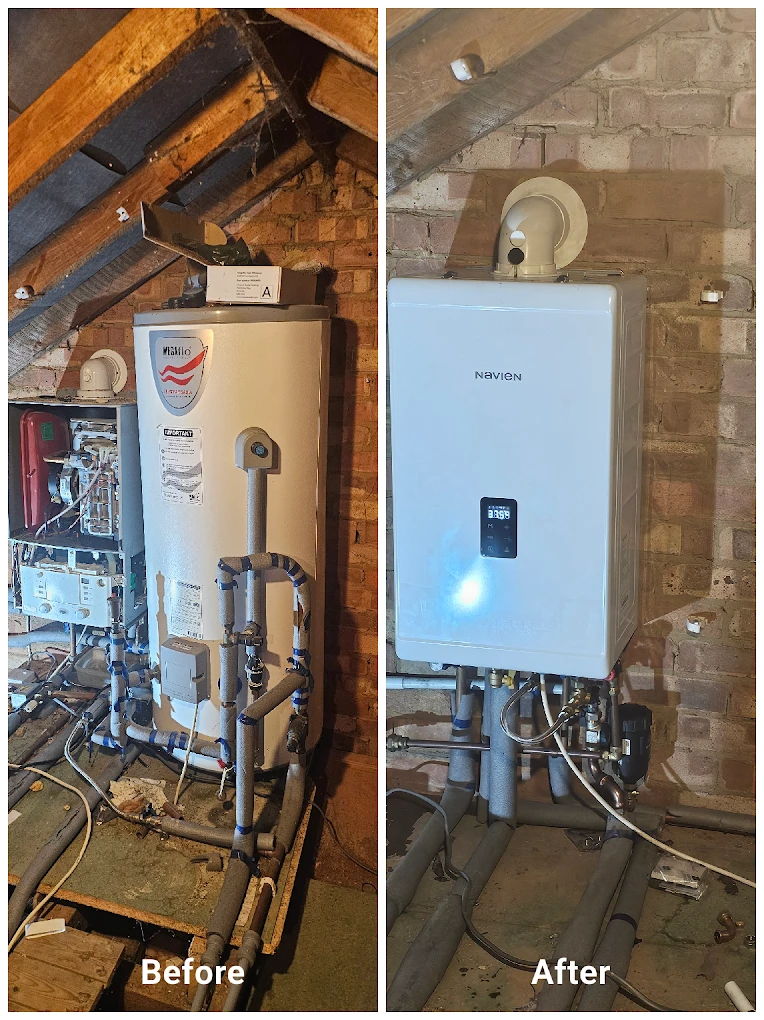 Old boiler and cylinder replaced with a Navien combi